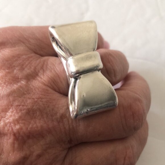 E&L Israel Sterling Silver Electroform Bow Ring Sz.6-6.5 - Picture 13 of 16